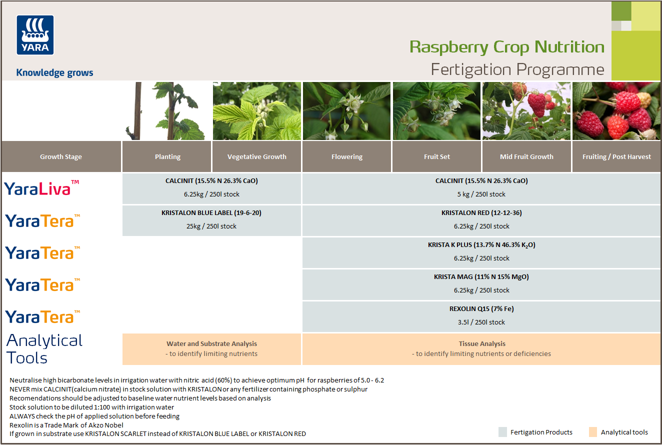 Raspberry fertiliser programme