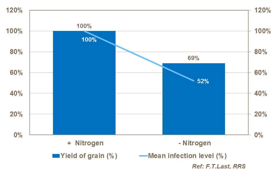 Effect of nitrogen on the incidence of powdery mildew